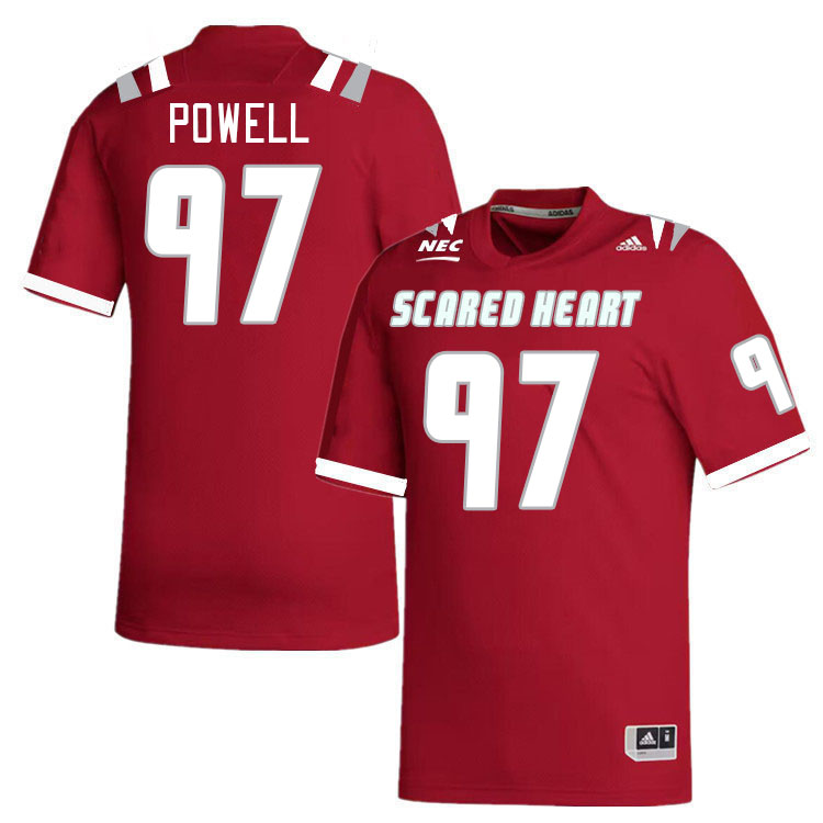 Men-Youth #97 Howard Powell Scared Heart Pioneers 2023 College Football Jerseys Stitched-Red